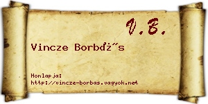 Vincze Borbás névjegykártya